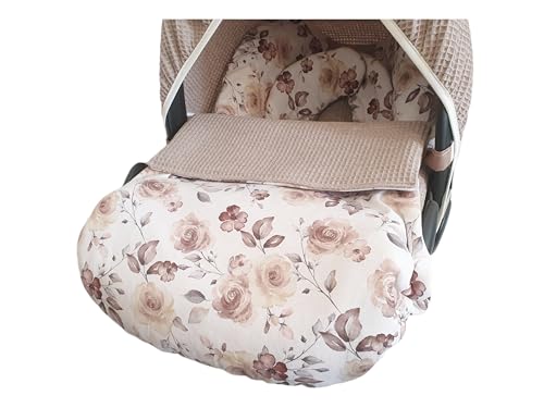 Babyschalenbezug Sommerbezug Maxi Cosi Pebble oder Cabriofix Rosen beige (Komplettset)