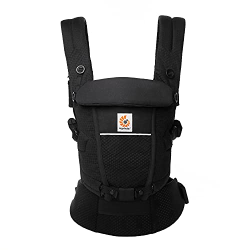 Ergobaby Adapt Babytrage für Neugeborene ab Geburt, 3 Positionen SoftFlex Mesh Ergonomische Babybauchtrage Rückentrage Baby Tragetasche, Onyx Black