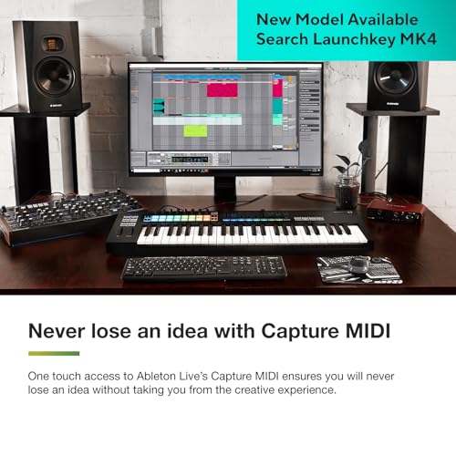 Novation Launchkey 49 [MK3] MIDI Controller Keyboard – Nahtlose Integration in Ableton Live. Akkordmodus, Skalenmodus und Arpeggiator. Sämtliche Software, die Sie für die Musikproduktion benötigen.