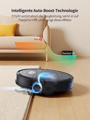 HONITURE Saugroboter mit Wischfunktion,G20 Pro Staubsauger Roboter mit 4500Pa Starke Saugkraft,7,6 cm Roboterstaubsauger mit APP Steuerung 180 Min Laufzeit,Ideal für Tierhaare,Teppiche und Hartböden