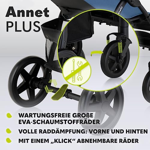 LIONELO Annet Plus Buggy bis 22 kg mit Liegefunktion, Kinderwagen klein zusammenklappbar mit Zubehör, Eva Schaum Räder, Moskitonetz, Fußdecke Getränkehalter, Korb