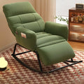 KCTOT Schaukelstuhl Moderner, Gepolsterter Schaukelstuhl for Den Innenbereich, Mit Seitentasche, Mit Einziehbarer Fußstütze, for Wohnzimmer, Baby, Kinderzimmer, Schlafzimmer(Green)