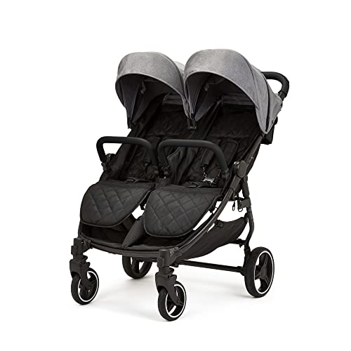 Ickle Bubba Venus Doppel Kinderwagen   Space Grau mit schwarzen Griffen...