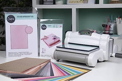 Sizzix Big Shot Plus Starter Set für manuelles Stanzen und Prägen (9 Zoll) | Kartenherstellung, Papierbasteln, Scrapbooking, Schablonieren und mehr, Weiß/Grau, Einheitsgröße