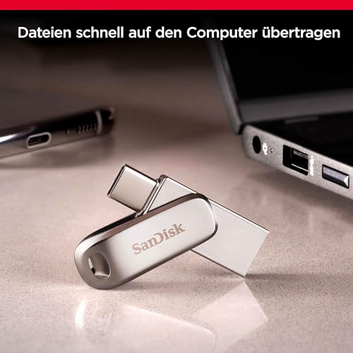 SanDisk Ultra Dual Drive Luxe USB Type C Laufwerk Smartphone Speicher 1 TB (Mobiler Speicher, USB 3.2 Gen 1, drehbares Design, 400 MB/s Lesen, USB Laufwerk, automatisches Backup)
