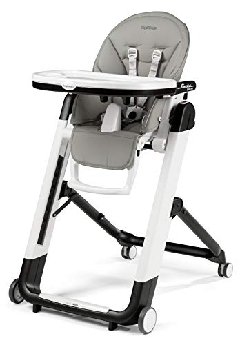 Peg Perego Siesta Follow Me   Ice   Design Hochstuhl mit Baby Liegefunktion und Stop&amp;Go System mit Memory Funktion, Lederimitat Bezug, grau