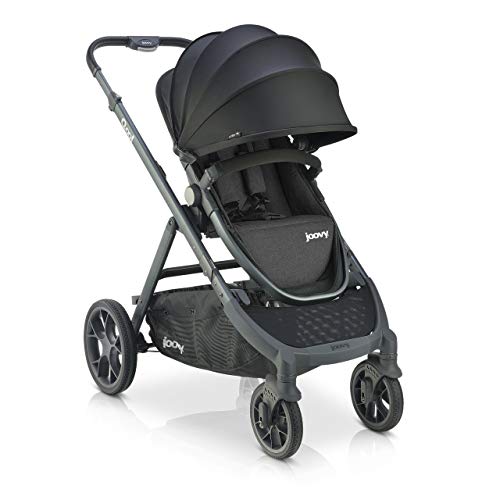 Joovy Qool Kinderwagen, Reisesystem Kinderwagen, Premium MultifunktionsKombikinderwagen, wächst von Einzel  über Doppel  bis hin zu Dreifach Kinderwagen mit zusätzlichem Zubehör, schwarz Melange