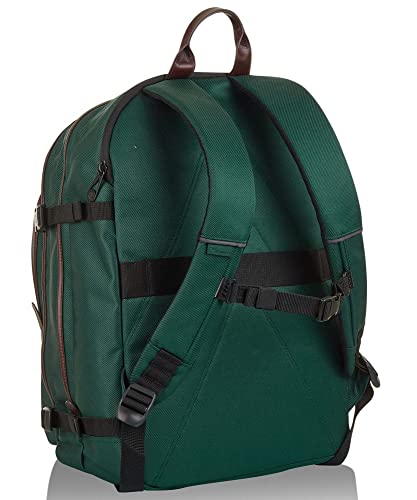 Invicta Round Plus Backpack Geräumiger Rucksack, praktisch &amp; unisex, mit Laptopfach für Uni, Arbeit, Reise &amp; Fahrrad; Daypack, grün/braun   mit Lederdetails &amp; italienisches Design