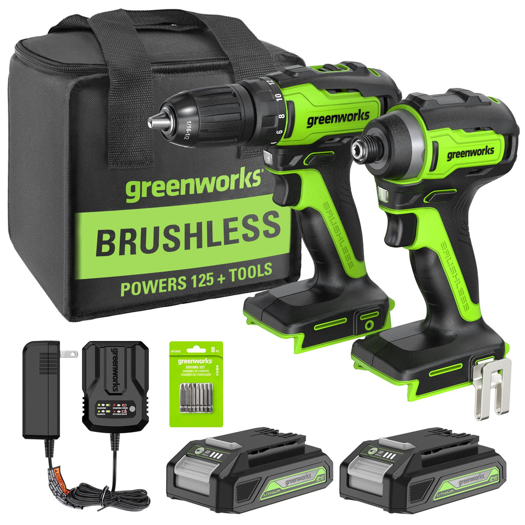 Greenworks 24V Akku-Bohrschrauber & Schlagschrauber Set