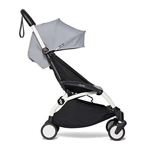BABYZEN YOYO2 Kinderwagen (Kinderwagengestell White und 6  Textile Set Stone)   Inklusive Gurt, Rückenlehne, Verdeckbügel, Schultergurt, Aufbewahrungstasche, Sitzpolster und farbgleichem Verdeck