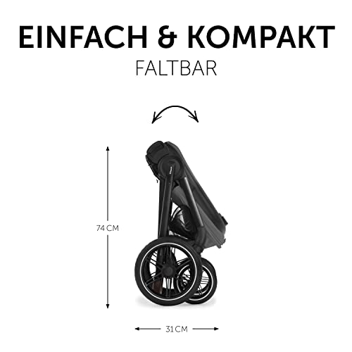 hauck Kinderwagen mit Beindecke Walk N Care ab Geburt bis 22 kg mit Liegefunktion, Becherhalter, Sitz Wendbar &amp; Höhenverstellbar, Gummireifen, Teleskopgriff, UPF 50 , Zusammenklappbar (Dark Grey9