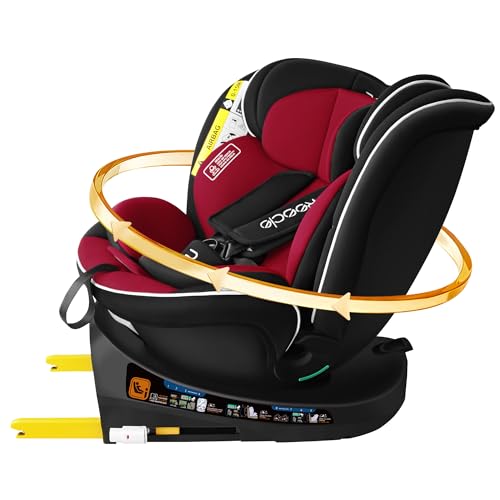 Reecle I Size Kindersitz 360 Drehbar mit ISOFIX 40 150 cm, 0 12 Jahre, Reboarder Kinderautositz (Rot)
