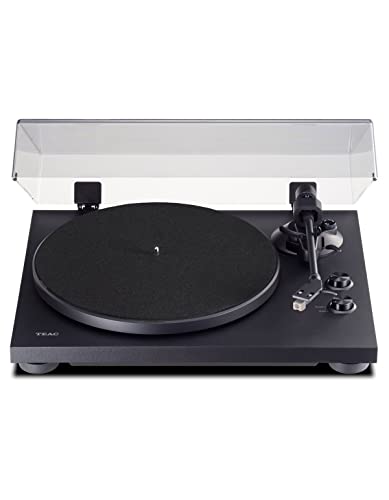 Teac TN 280BT A3 Plattenspieler mit Bluetooth Ausgang für Lautsprecher und Kopfhörer (Aluminium Plattenteller, Riemenantrieb, MM Phono Vorverstärker, High Density MDF Gehäuse) Schwarz