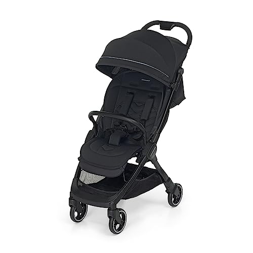 Foppapedretti Leichter Kinderwagen Ciao, für Kinder von 0 – 22 kg (0 – 4 Jahre), 1 Hand Verriegelung, Self Standing, verstellbare Rückenlehne, gedämpfte Räder, Gepäckträger, Aluminiumrahmen, Schwarz