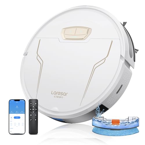 Laresar Clean Saugroboter, 4000Pa Saugroboter mit Wischfunktion, 3 in 1 Staubsauger Roboter 150 Min. Laufzeit, mit App Steuerung und WLAN,Ideal für Hartböden, Teppiche &amp; Tierhaare