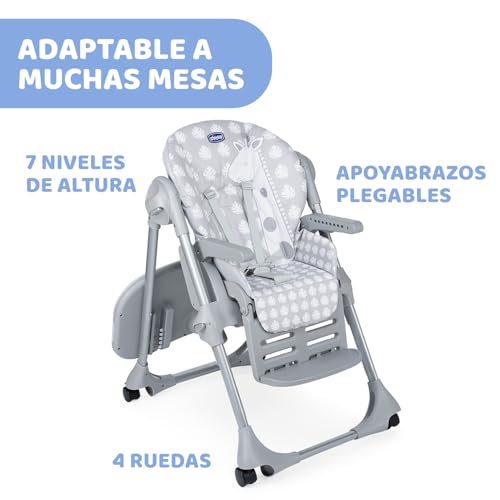Chicco Polly Easy Kinderhochstuhl und Babywippe mit verstellbarer Höhe und Fußstütze, 4 Räder, kompaktes Schließen von 6 Monaten bis 3 Jahren Giraffe, 15 kg, 31x55x100 cm (1er Pack)
