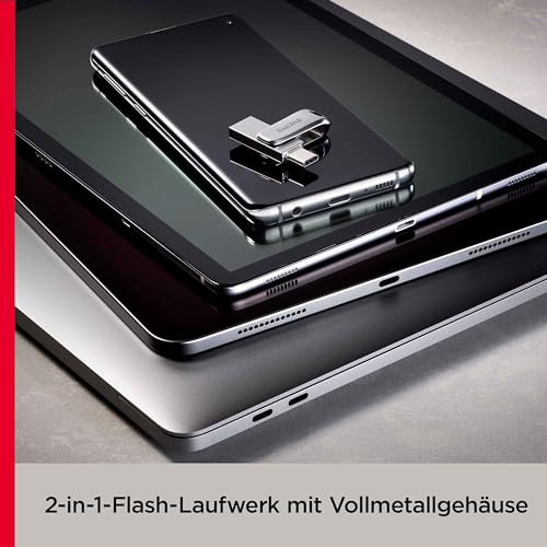 SanDisk Ultra Dual Drive Luxe USB Type C Laufwerk Smartphone Speicher 1 TB (Mobiler Speicher, USB 3.2 Gen 1, drehbares Design, 400 MB/s Lesen, USB Laufwerk, automatisches Backup)