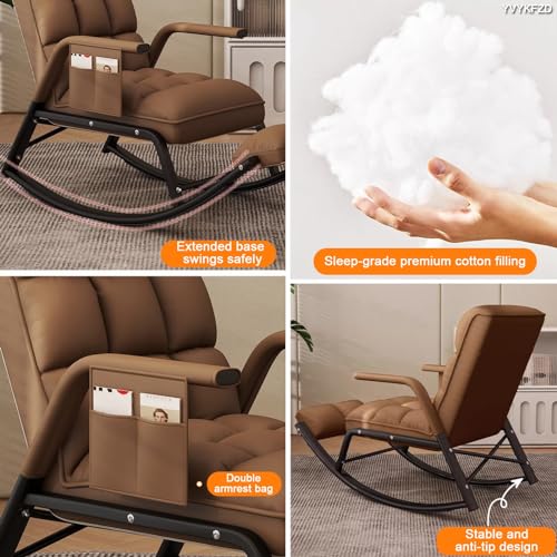 YVYKFZD Kinderzimmer Schaukelstuhl, gepolsterter Schaukelsessel, bequemer Schwingsessel Relaxstuhl mit 5 Fach Verstellbarer Rückenlehne, zum Stillen von Babys, Lesen, Tragfähigkeit 200 kg (Color : Li