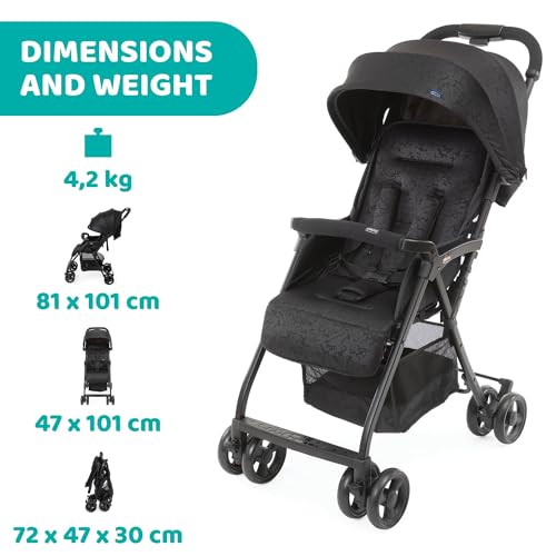 Chicco OHlalà 3 Ultra Leichtgewicht Kinderwagen von Geburt bis 15 kg, Liege  und Faltbuggy mit großem Einkaufskorb, Kompakt, Regenschutz und Ausziehbares Verdeck